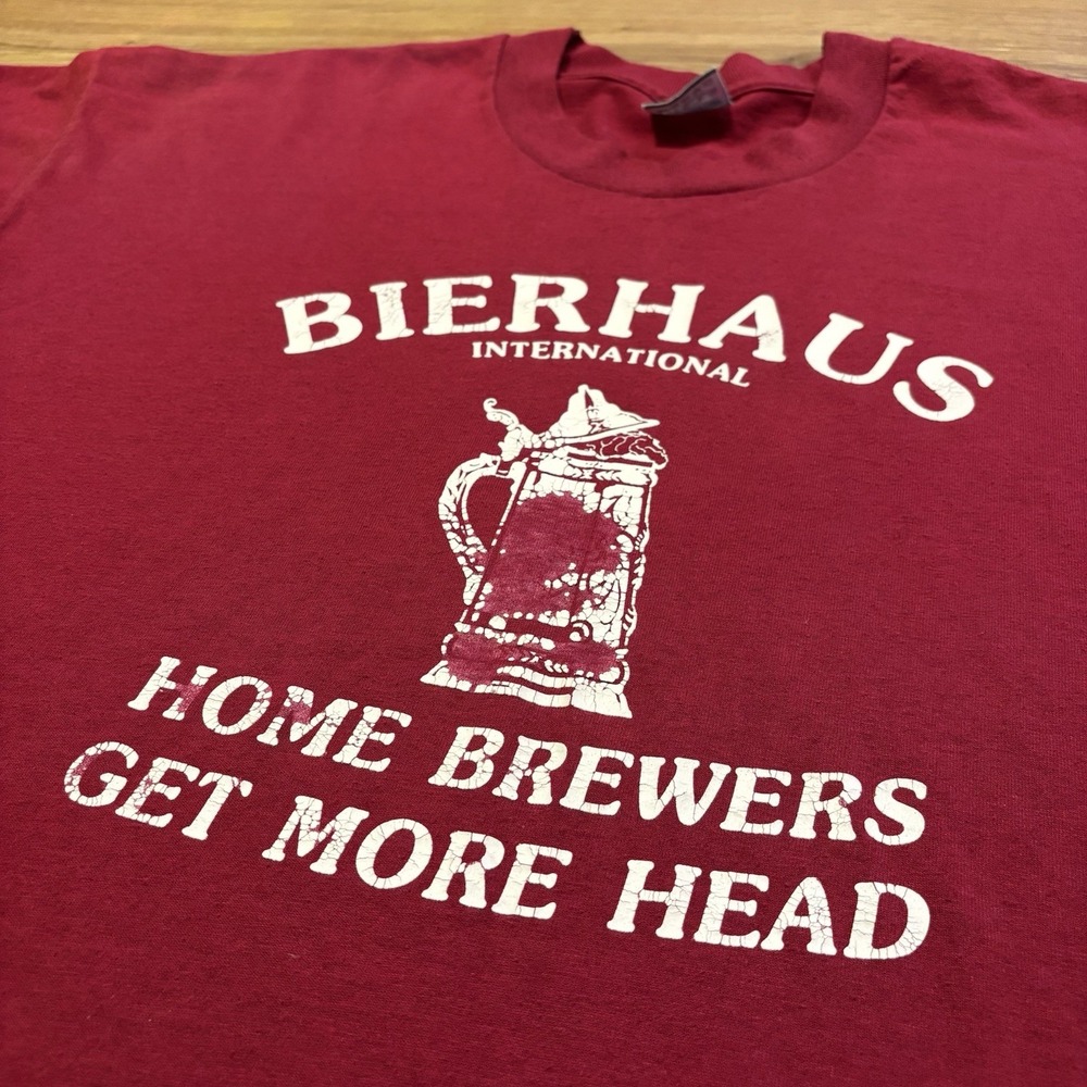 Vintage 90s Bierhaus International T-Shirt XL Single Stitch Home Brew Beer Humor